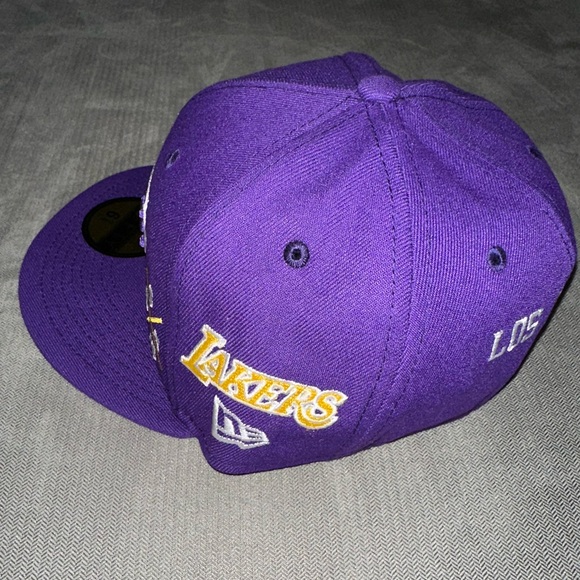 Men's Los Angeles Lakers New Era Purple Multi 59FIFTY Fitted Hat - Picture 6 of 13